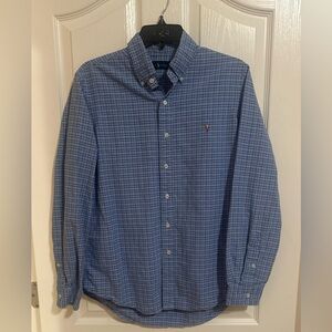 Men’s Ralph Lauren Cotton Plaid Blue Preppy Logo Long Sleeve Button Down Shirt M